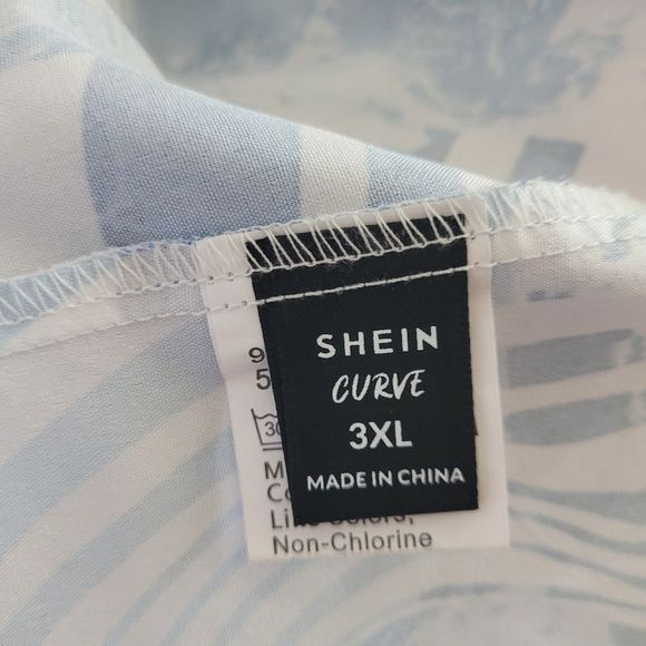 Random Allover Print Wrap Knot Side Skirt Blue 3XL - Picture 4 of 4